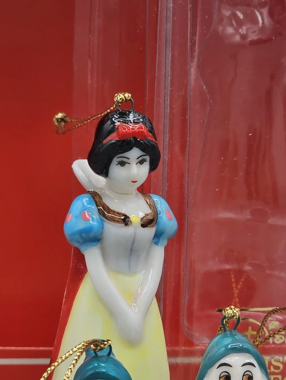 Vtg Disney Snow White 7 Dwarfs Bone China Ornament Set Complete Box Taiwan Rare
